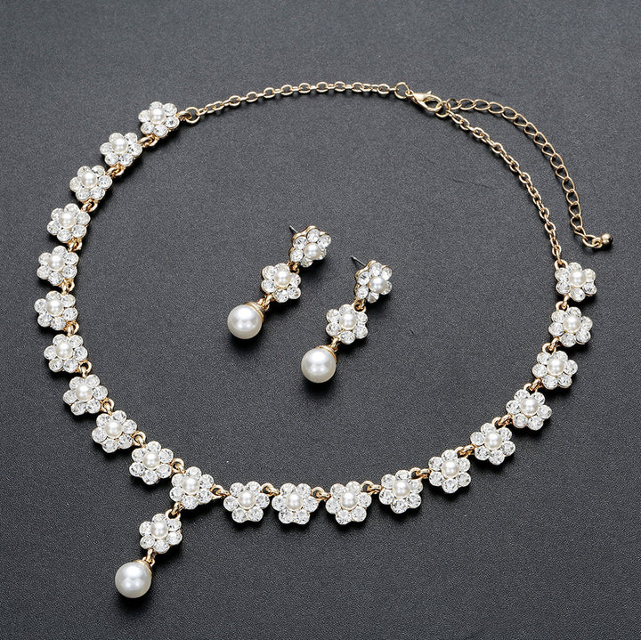 Creative Pearl Necklace Earrings Jewelry Set