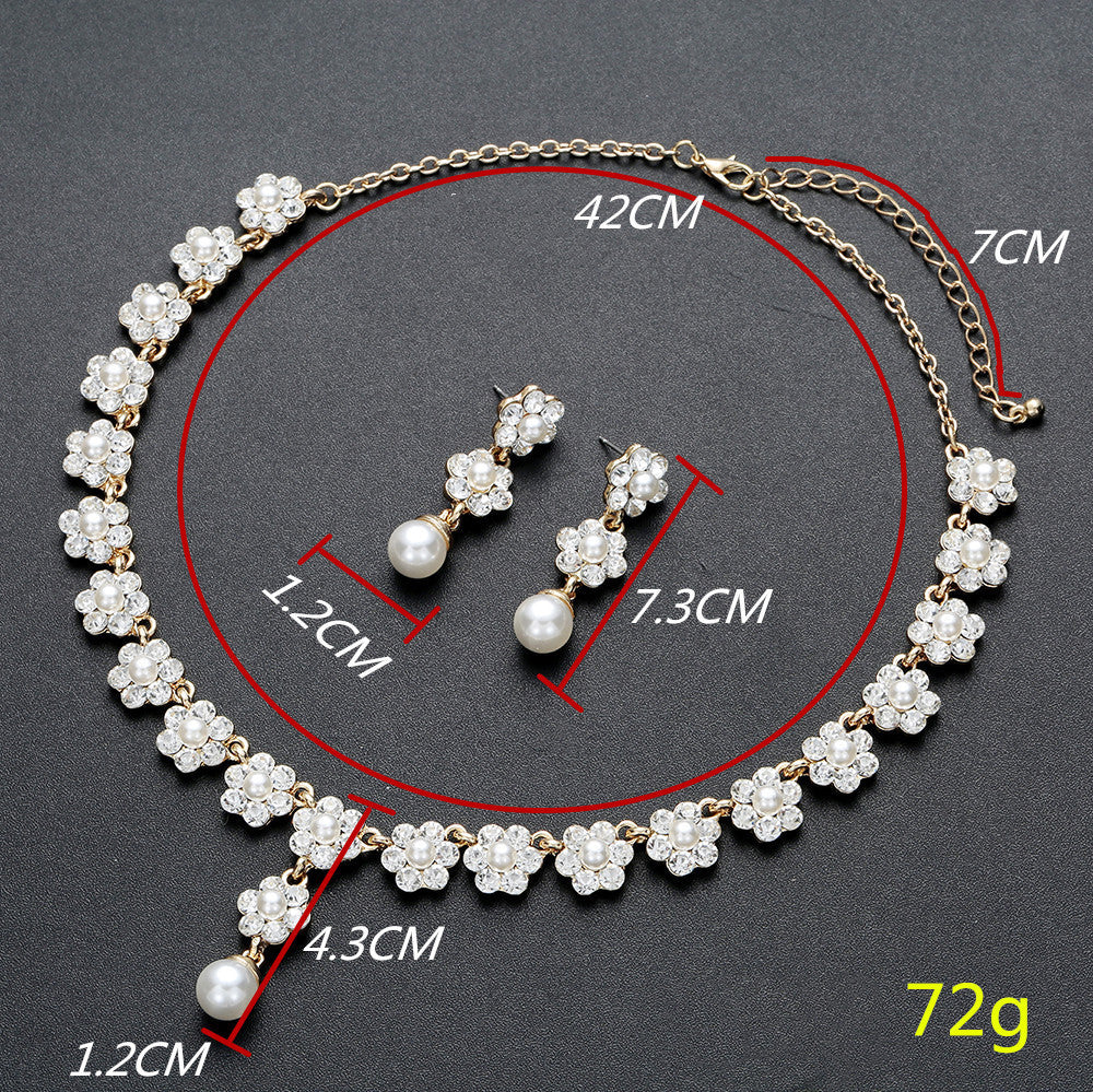 Creative Pearl Necklace Earrings Jewelry Set