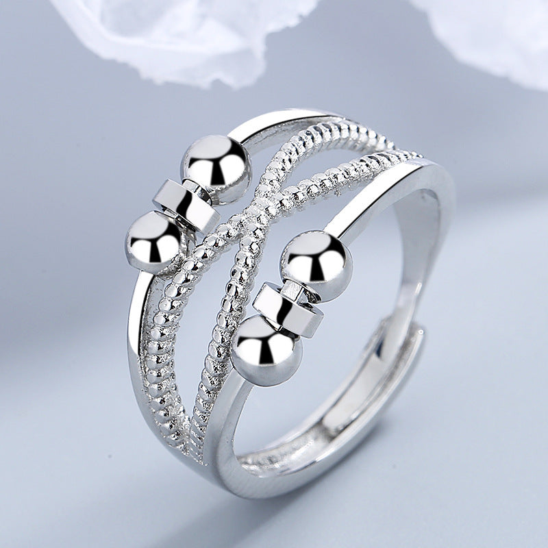 Rotatable Ring With Open Design Fashion Double-layered Hollow