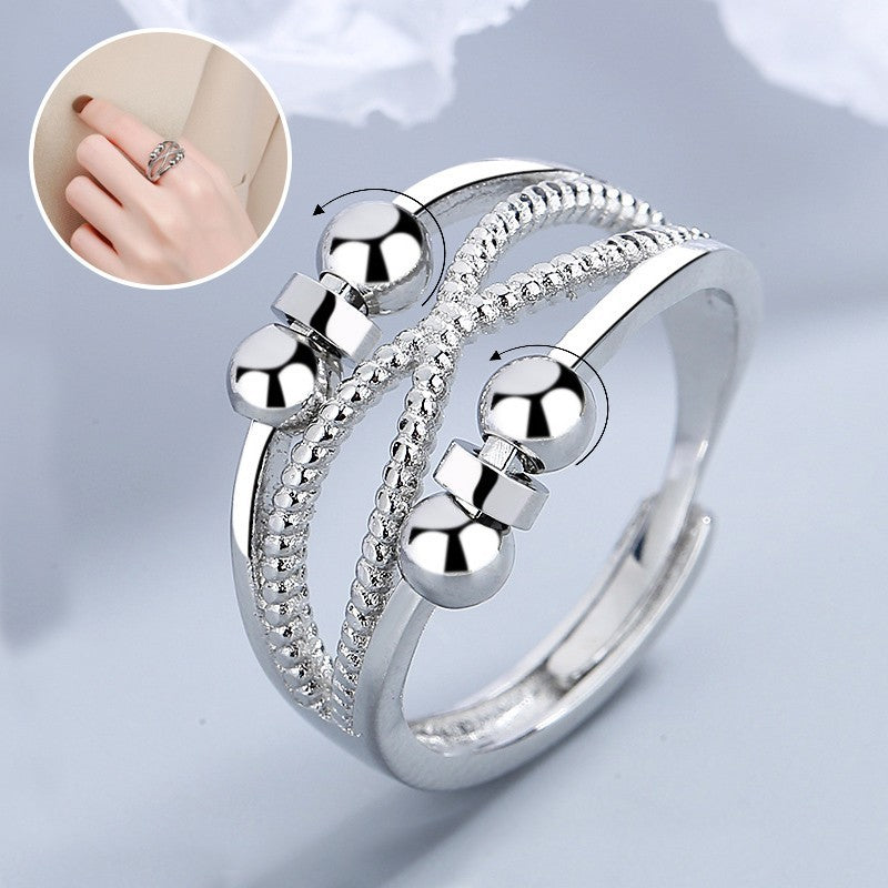 Rotatable Ring With Open Design Fashion Double-layered Hollow