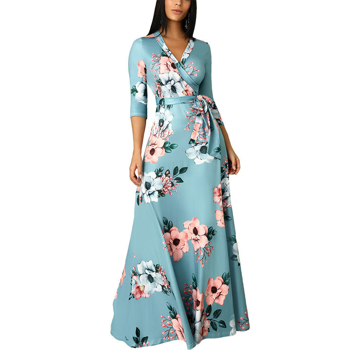 Floral Autumn New Style Three-quarter Sleeve Printing Women's Beauty