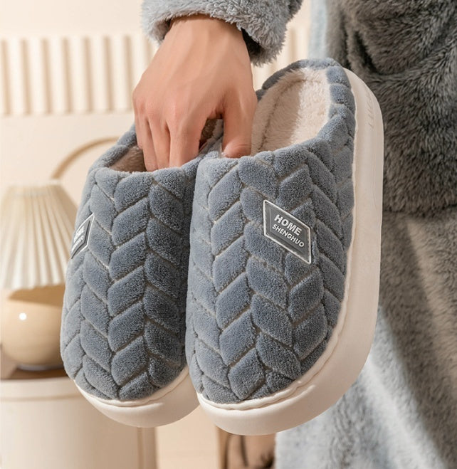 New Non-slip Thick-soled Plush Slippers Couple Winter Warm Home Slipper