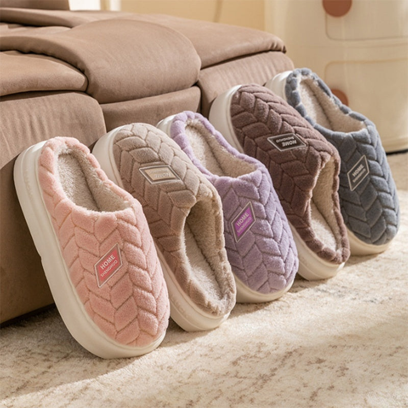 New Non-slip Thick-soled Plush Slippers Couple Winter Warm Home Slipper