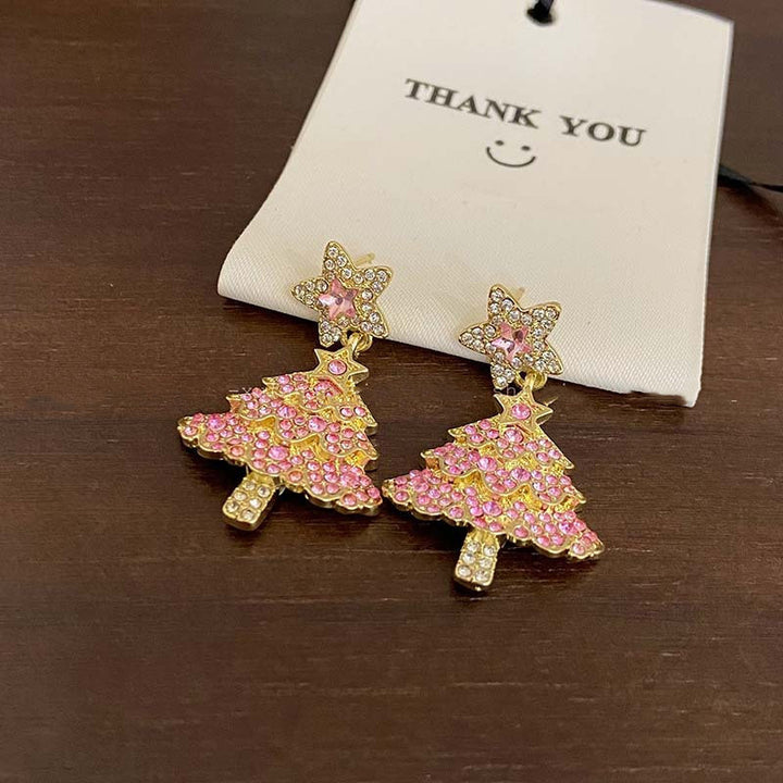 New Design Sweet Christmas Tree Earrings For Women Light Luxury