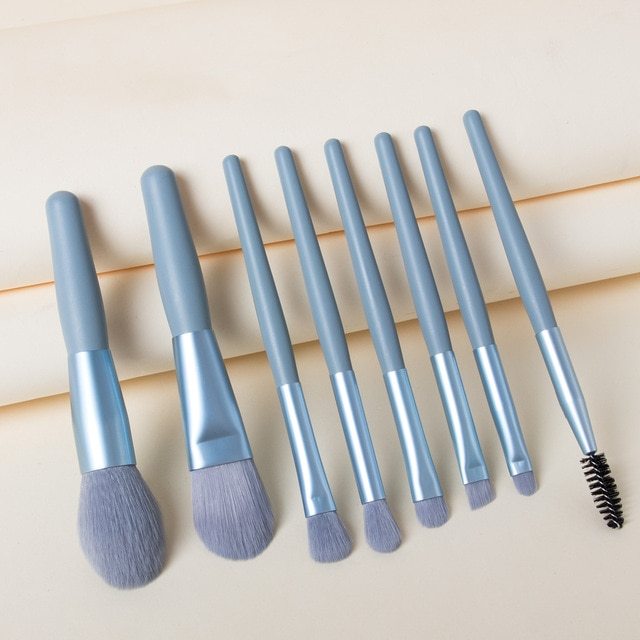 Travel Portable 8 Mini Makeup Brush Beauty Set