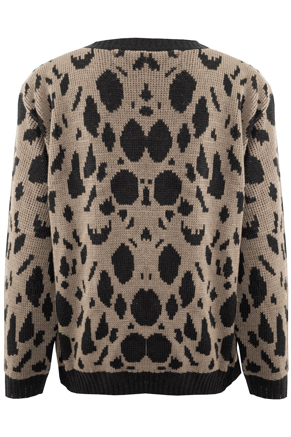 Ladies Leopard Fine Knit Long Sleeve Jumper Open Sweater Baggy Womens Cardigan