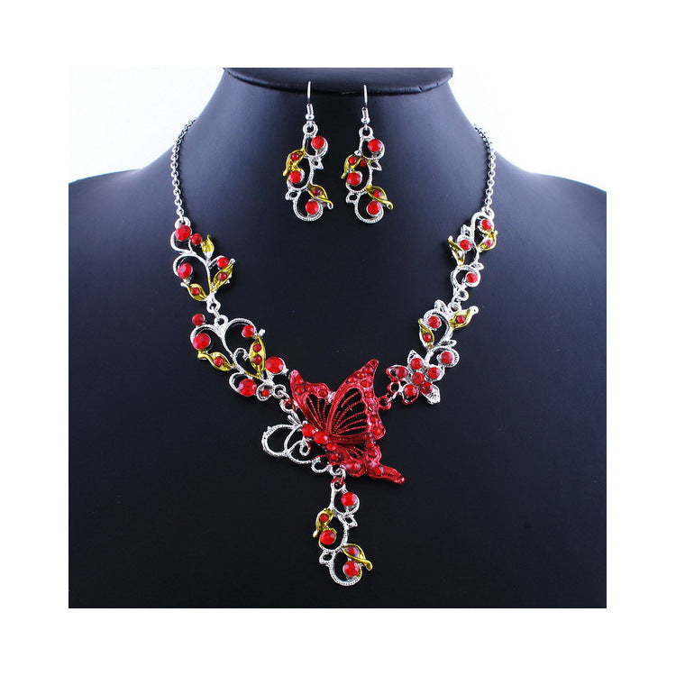 Dielian Flower Necklace Jewelry Set