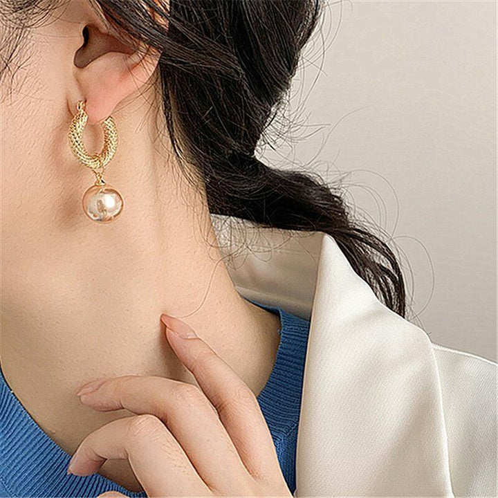 Fashion Champagne Pearl Earrings Drop Dangle Hoop Women Wedding Jewelry Gift New