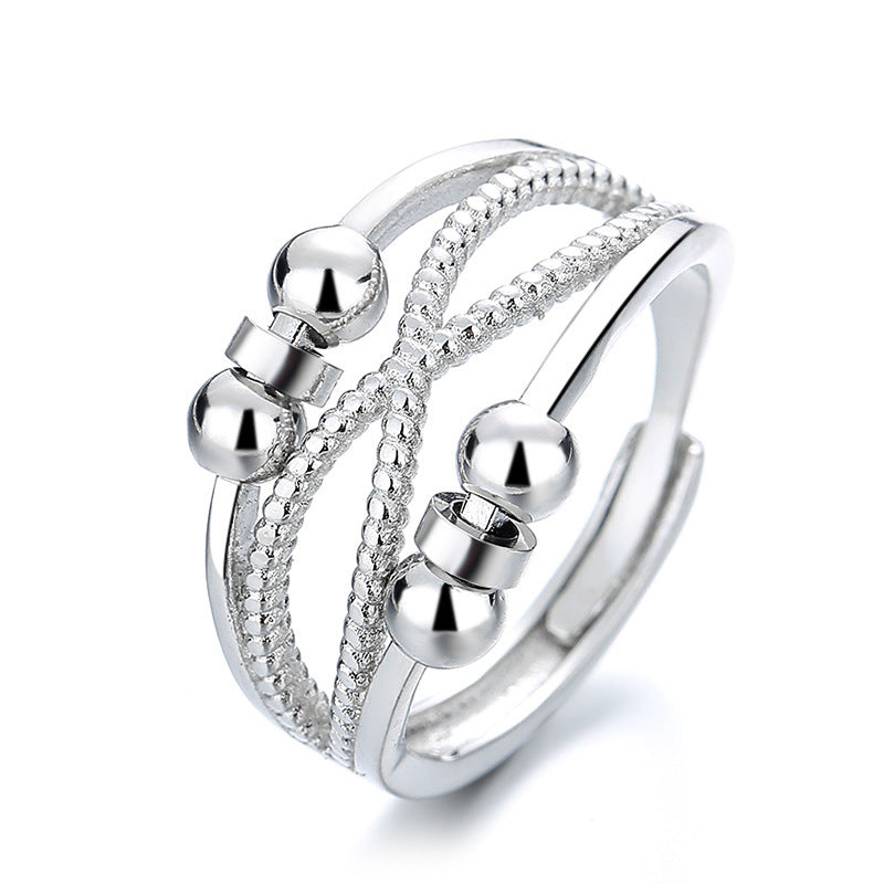 Rotatable Ring With Open Design Fashion Double-layered Hollow