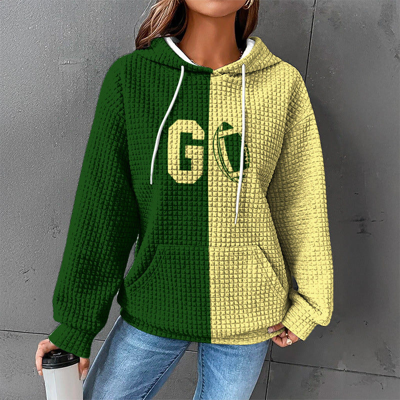 Waffle Sweater Hooded Sweaters Women's Clothing