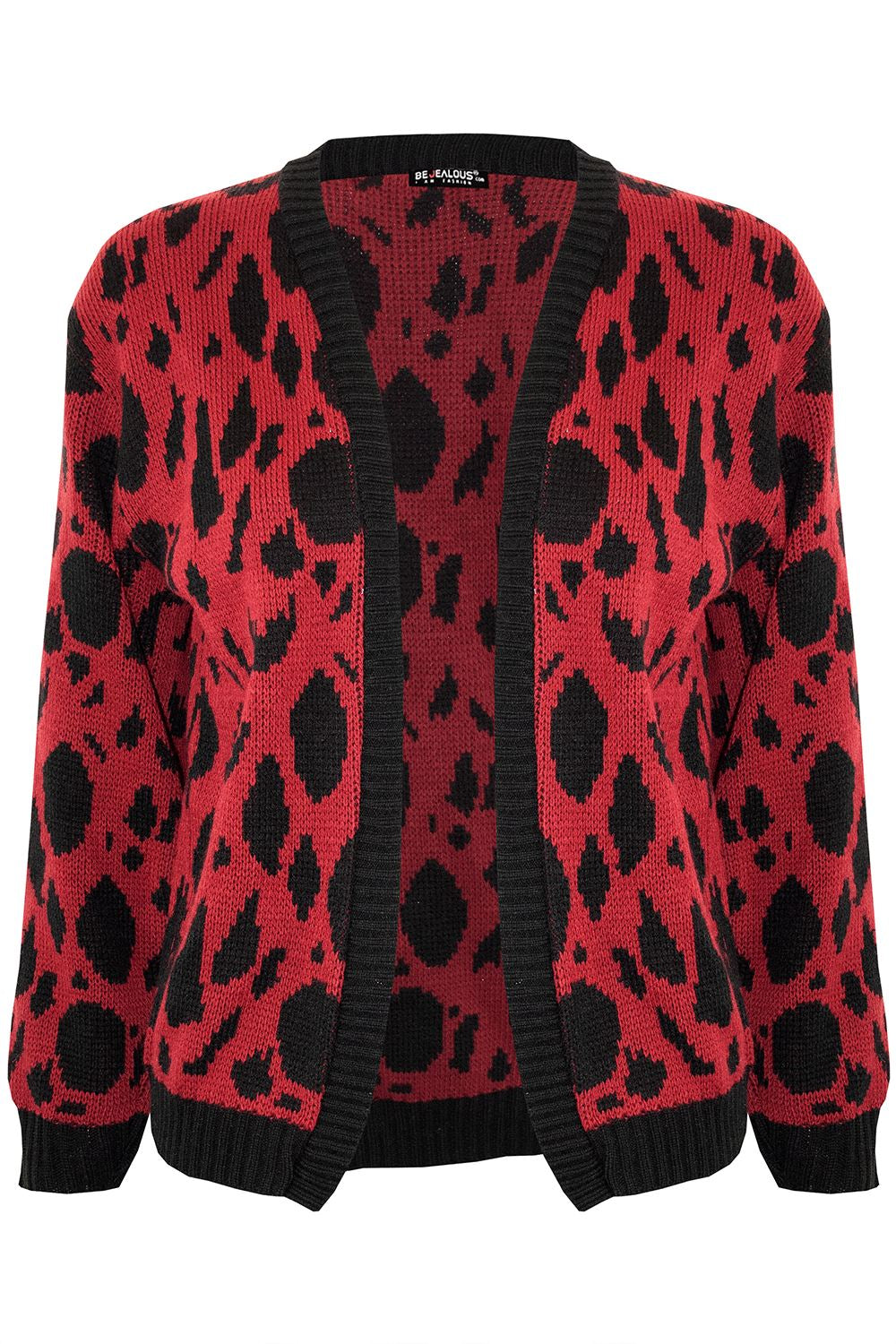 Ladies Leopard Fine Knit Long Sleeve Jumper Open Sweater Baggy Womens Cardigan