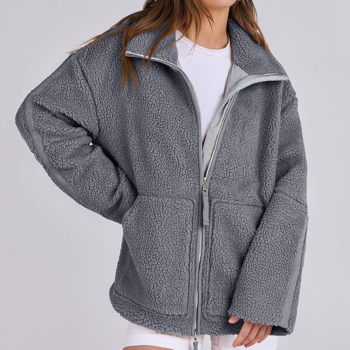 Winter Lapel Zip-up Coat With Pockets Casual Fashion