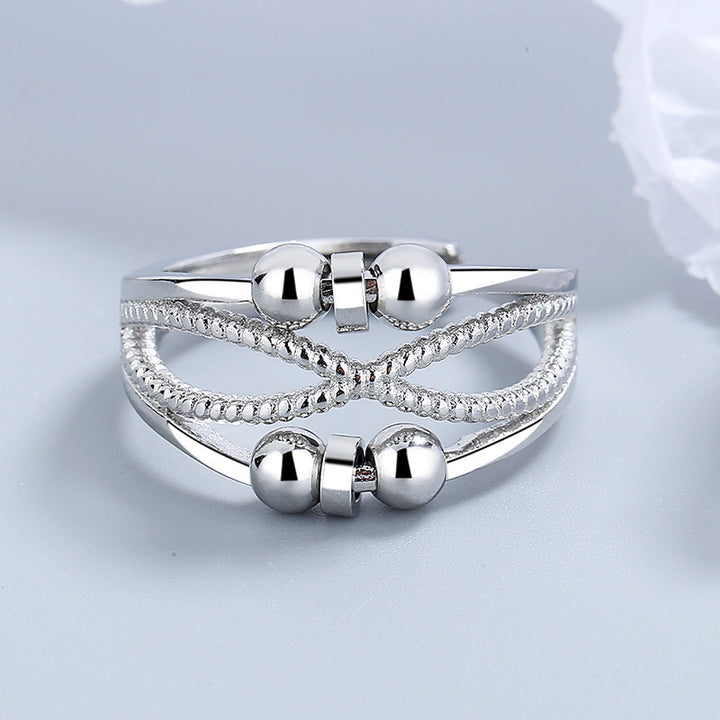 Rotatable Ring With Open Design Fashion Double-layered Hollow