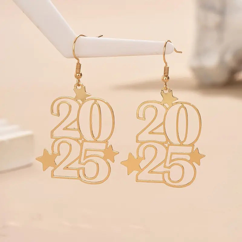 New Creative Gloden Number 2025 Dangle Earrings For Women Fashion