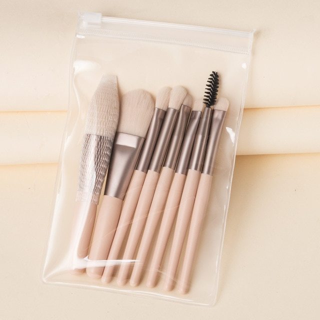 Travel Portable 8 Mini Makeup Brush Beauty Set