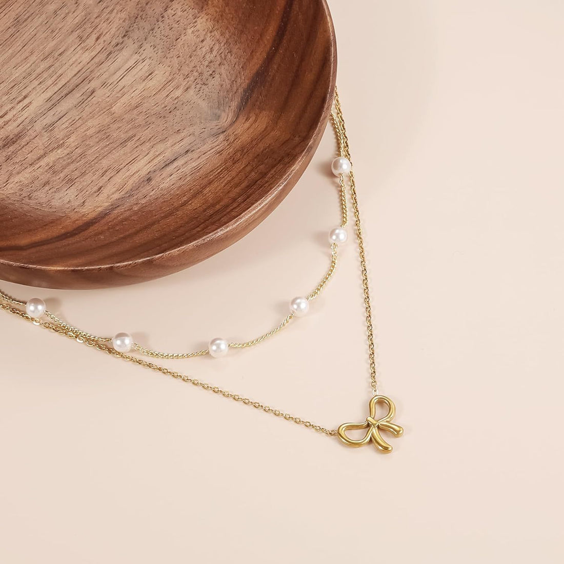 Simple Pearl Double Layer Choker Fashion Gold Color Necklaces