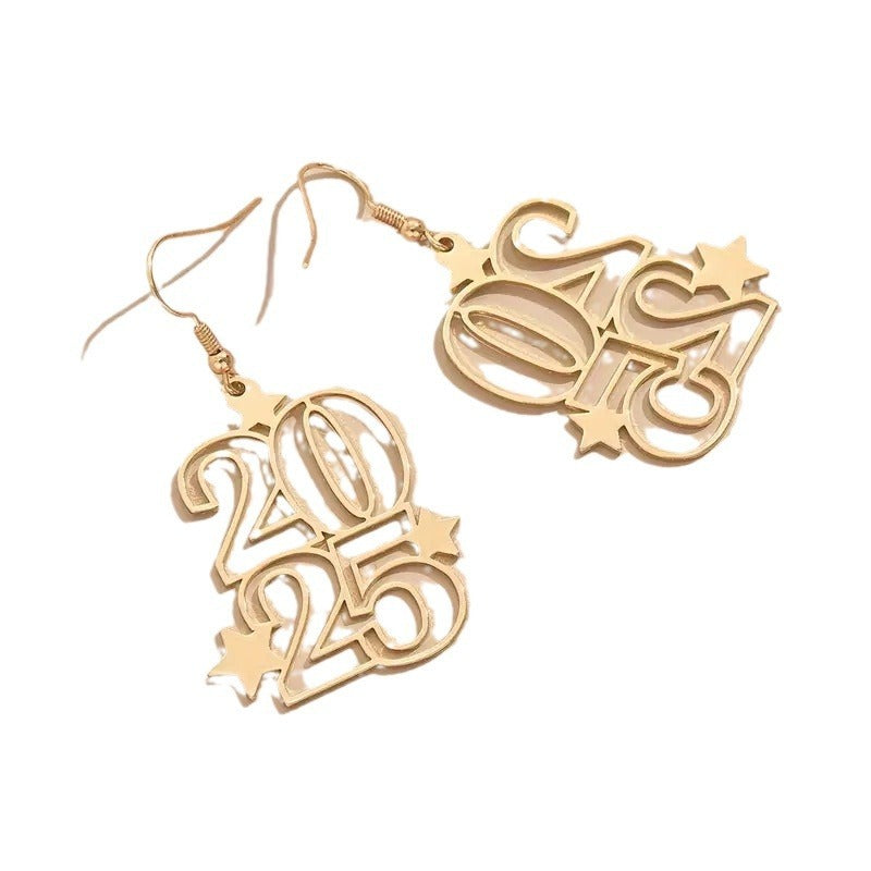 New Creative Gloden Number 2025 Dangle Earrings For Women Fashion