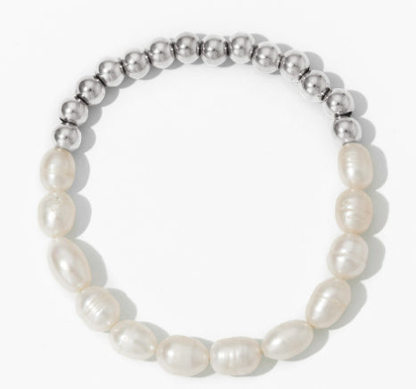 Margaux Freshwater Pearl Bracelet Trendy Stainless Steel Freshwater