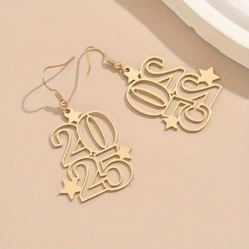 New Creative Gloden Number 2025 Dangle Earrings For Women Fashion