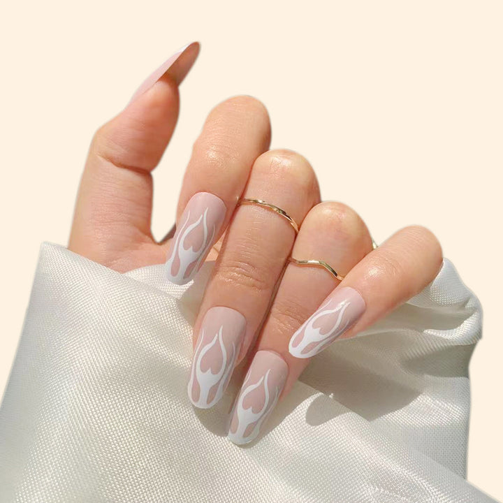 White Flame Soft Armor Wear Finished Nail Beauty Fake Nails Nail