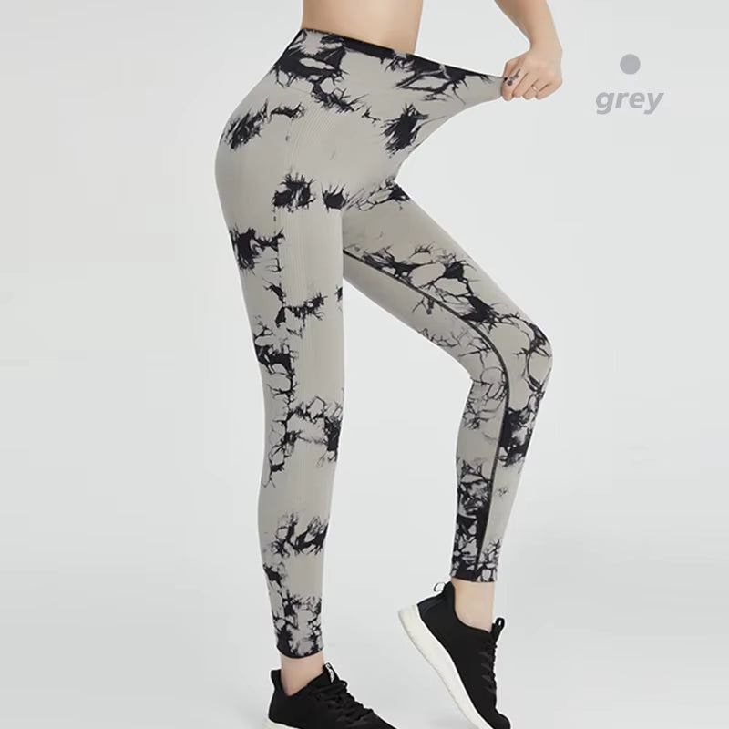 Tie Dye Seamless Leggings for Women High Waist Yoga Pants, Scrunch Butt Lifting Elastic Tights