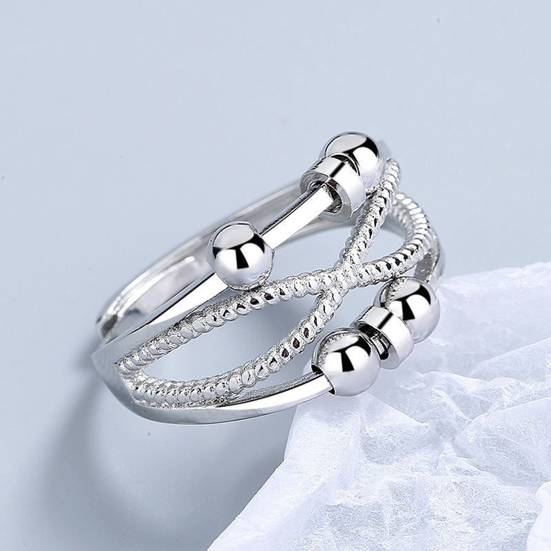 Rotatable Ring With Open Design Fashion Double-layered Hollow