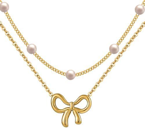 Simple Pearl Double Layer Choker Fashion Gold Color Necklaces