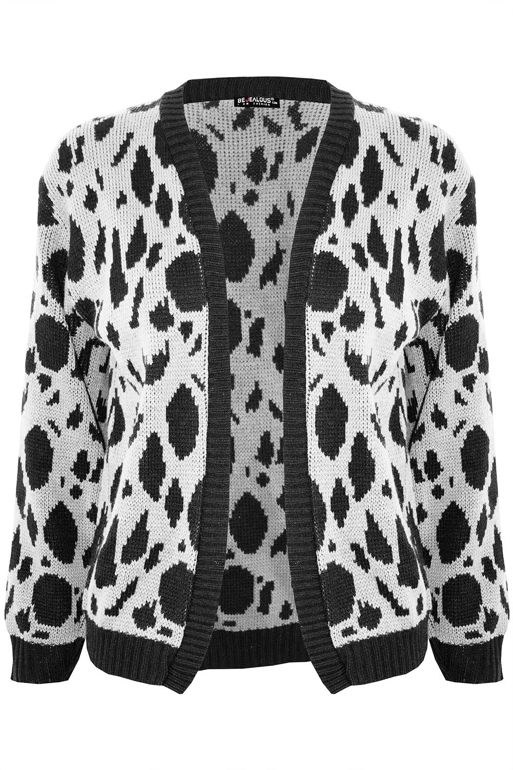 Ladies Leopard Fine Knit Long Sleeve Jumper Open Sweater Baggy Womens Cardigan