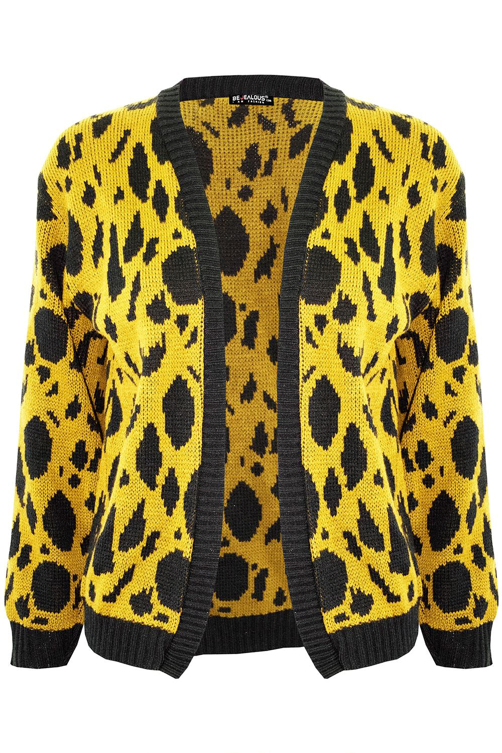 Ladies Leopard Fine Knit Long Sleeve Jumper Open Sweater Baggy Womens Cardigan