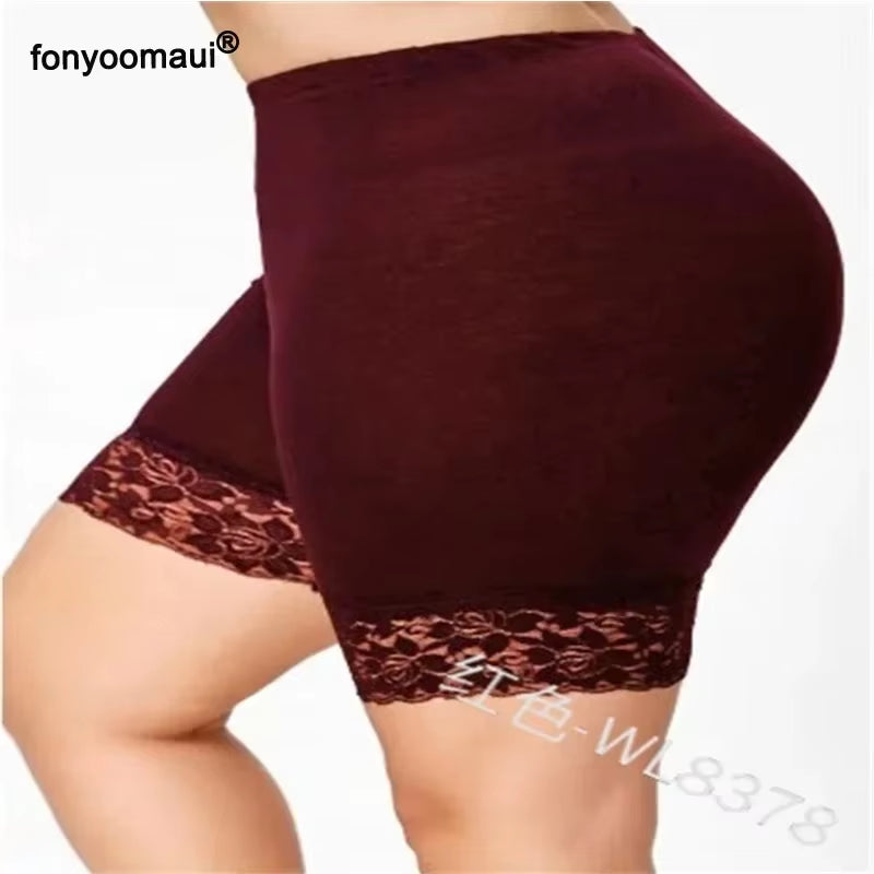 S-5XL Women Short Leggings with Lace Trim under Safety Pants Brief Panty Underwear Pants High Waist Elastic Shorts plus Size