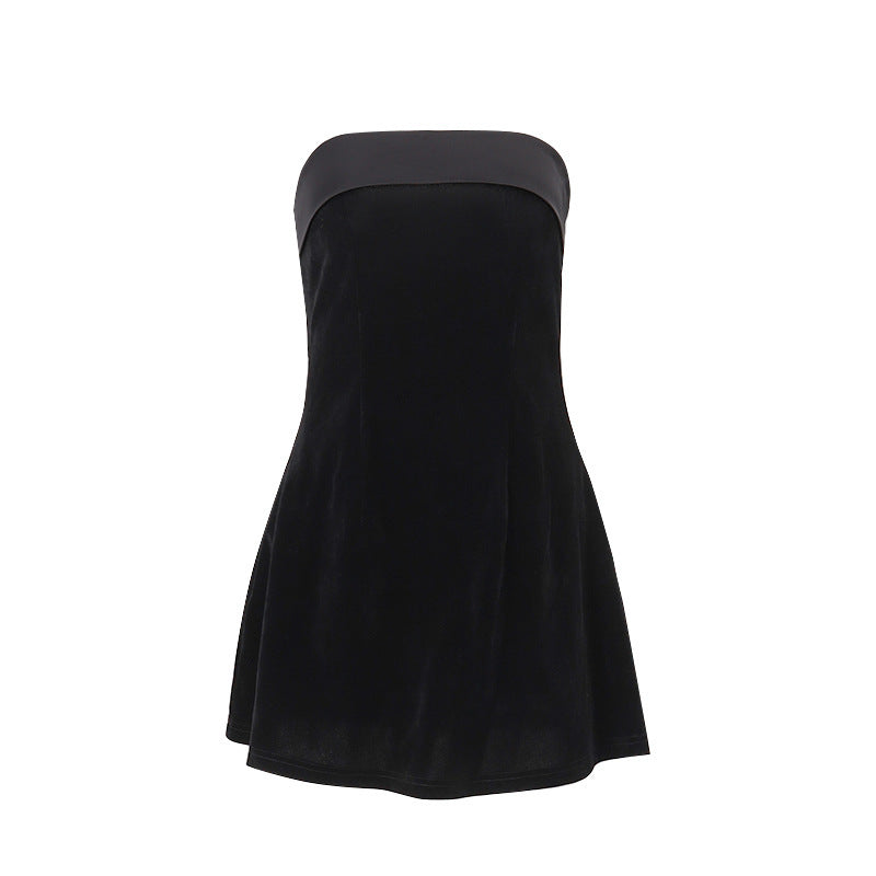 Tube-top Dress Fashion Zipper A-line Short Dresses Party Evening Clothing For Women