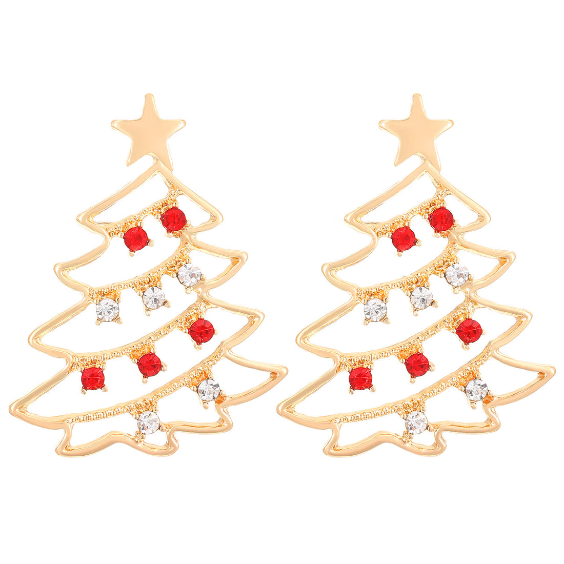 Christmas Earrings With Christmas Tree Colorful Zircon Christmas