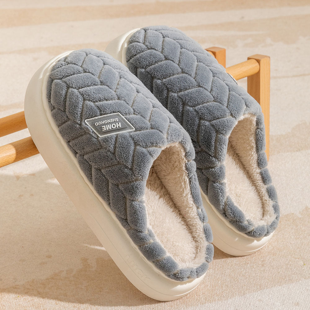 New Non-slip Thick-soled Plush Slippers Couple Winter Warm Home Slipper